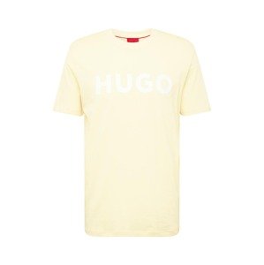 HUGO Póló 'Dulivio'  pasztellsárga / fehér