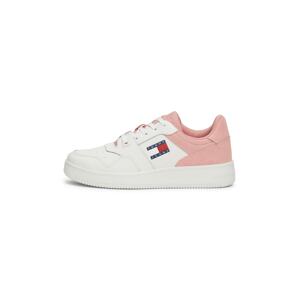 Tommy Jeans Rövid szárú sportcipők 'RETRO BASKET'  tengerészkék / fáradt rózsaszín / piros / fehér