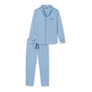 SCHIESSER Hosszú pizsama 'Minimal Print'  éjkék / világoskék