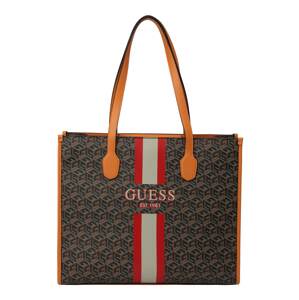 GUESS Shopper táska 'Silvana'  barna / szürke / piros / fekete