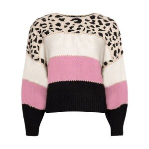 SASSYCLASSY Oversize pulóver  krém / rózsaszín / fekete