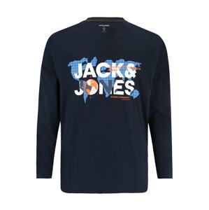 Jack & Jones Plus Póló 'DUST'  tengerészkék / világoskék / fehér