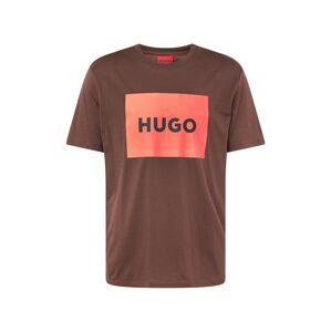 HUGO Red Póló 'Dulive'  sötét barna / pasztellpiros / fekete